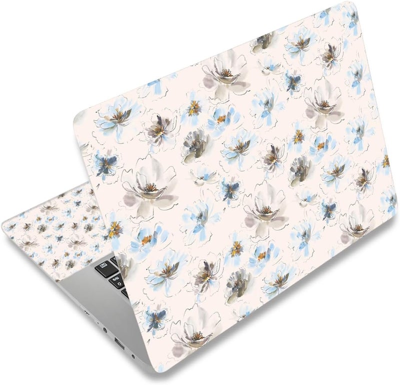 WINTOJO 11.6 13 13.3 14 15 15.6 inches Netbook Laptop Skin Sticker Decal Reusable Protector Cover Case for Laptop Notebook chromebook Blue Flowers W-NEK-57 - Image 1
